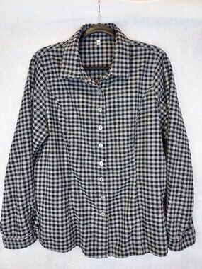Blue Sky Flannel Button Shirt Womens XL Cotton Thick Soft Check Plaid Lumberjack